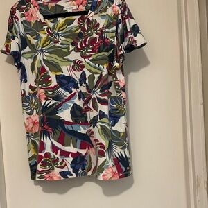 Chico's Multicolor Tropical Print Short Sleeve Tee